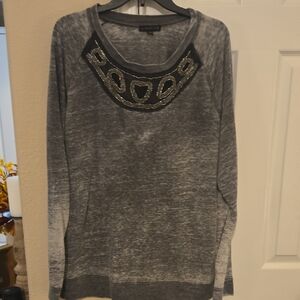 Lane Bryant Charcoal Tunic with Embellished Neckline